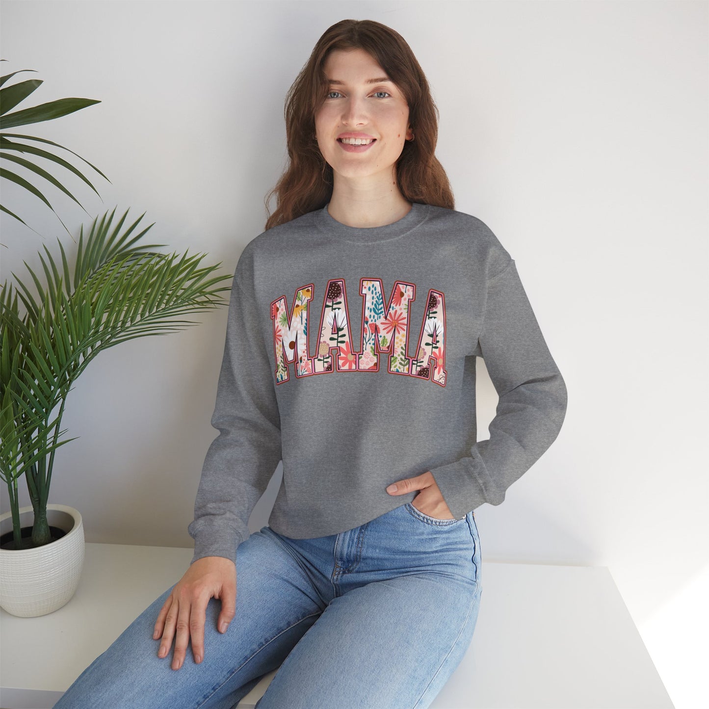 Flower Mama Sweatshirt Boho Floral Mama Crewneck for Moms & Plant Lovers