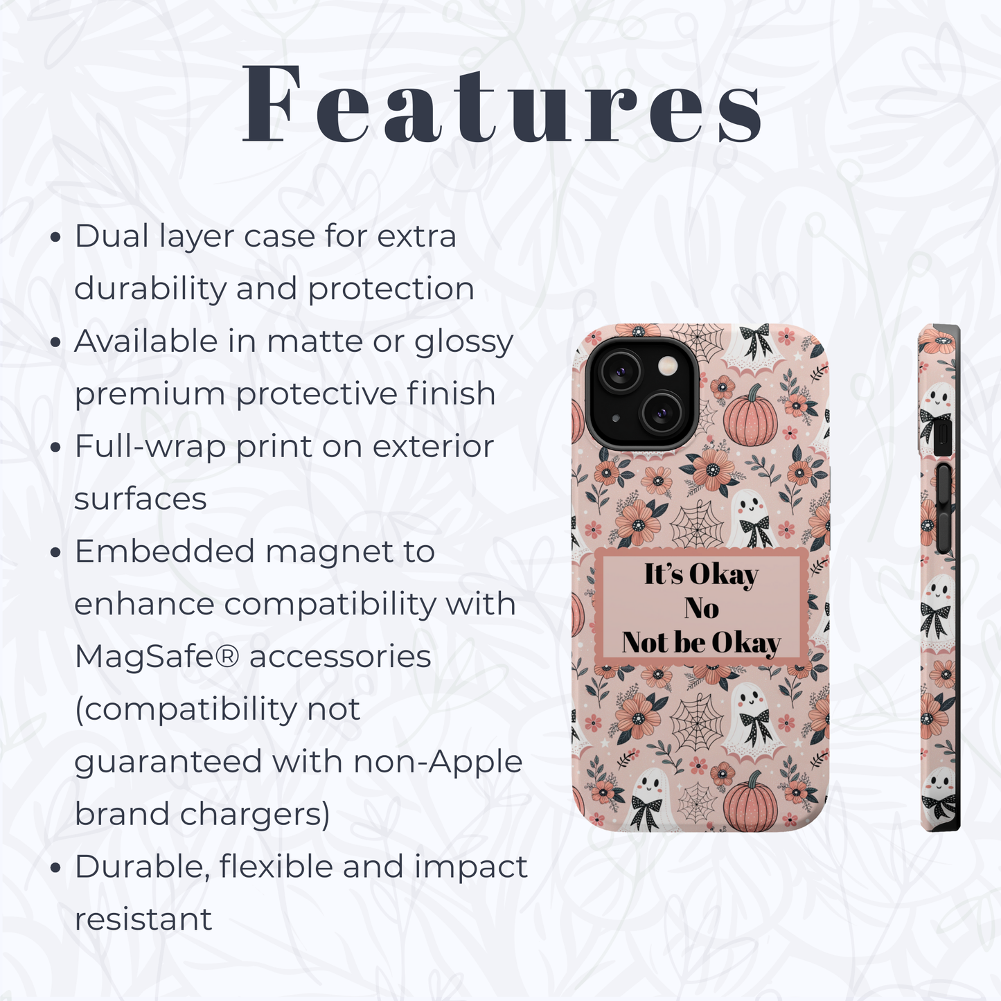 Pink Ghost Halloween Tough Magnetic Case