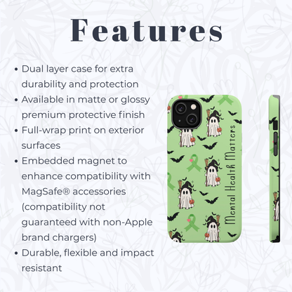 Green Halloween Mental Health Matters Ribbon Magnetic Phone Case