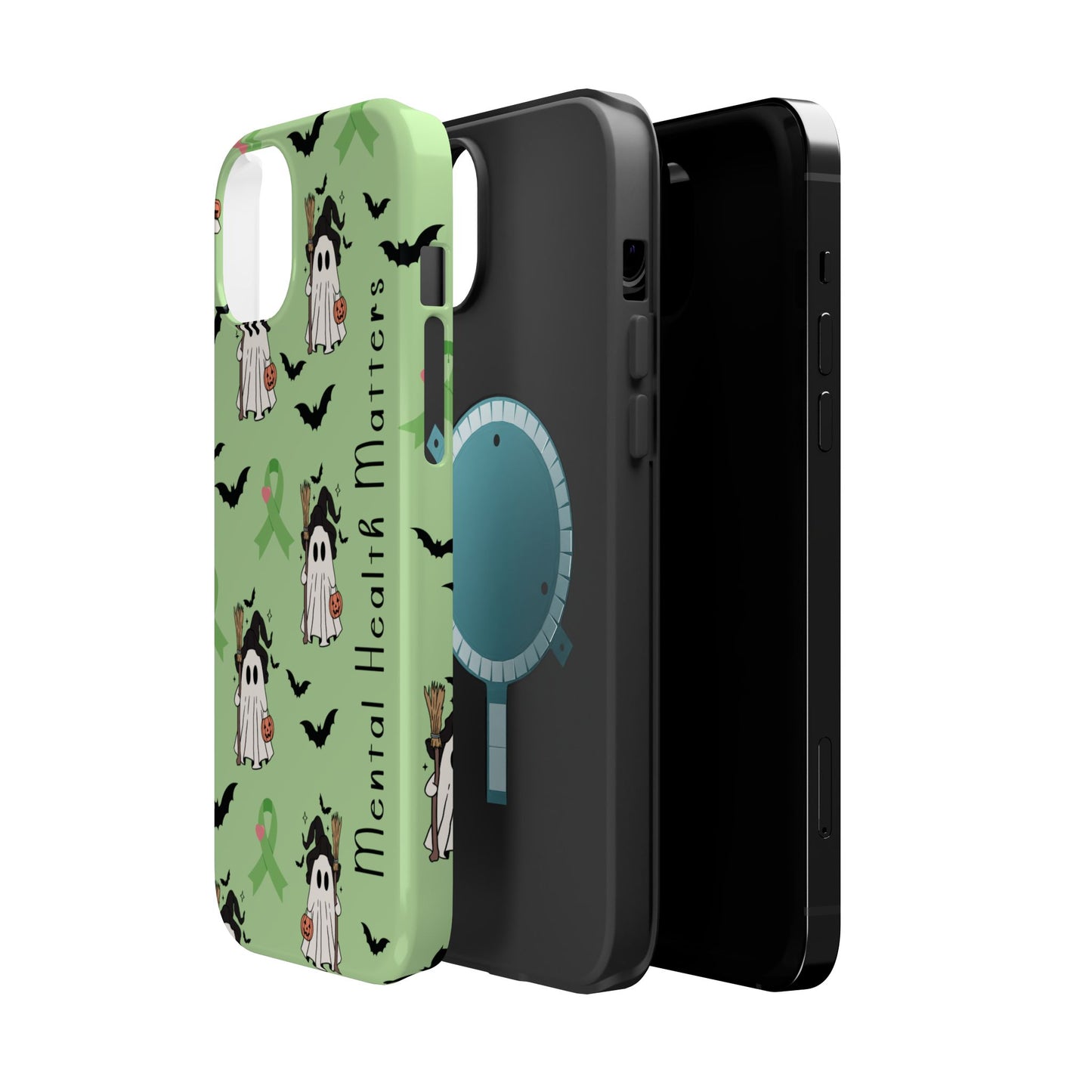Green Halloween Mental Health Matters Ribbon Magnetic Phone Case