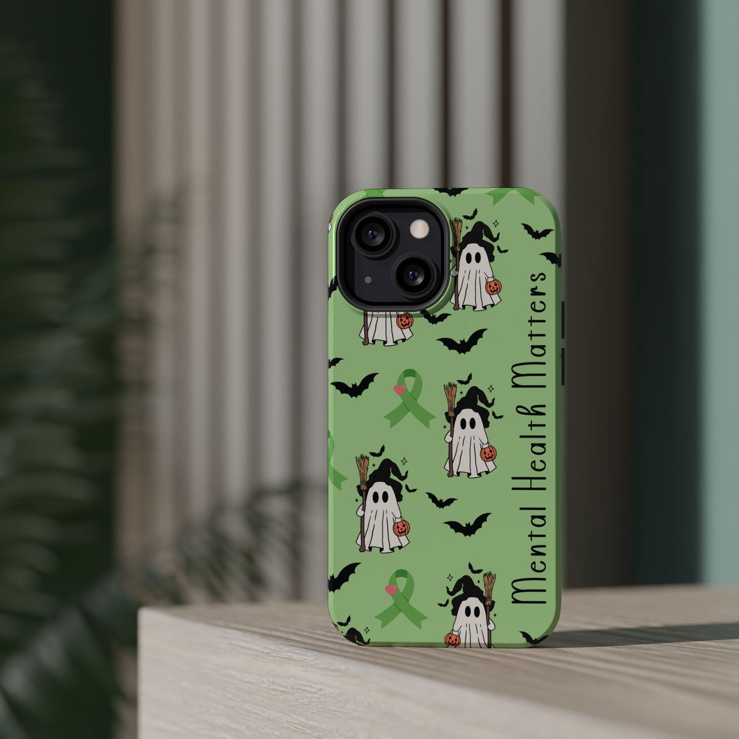 Green Halloween Mental Health Matters Ribbon Magnetic Phone Case