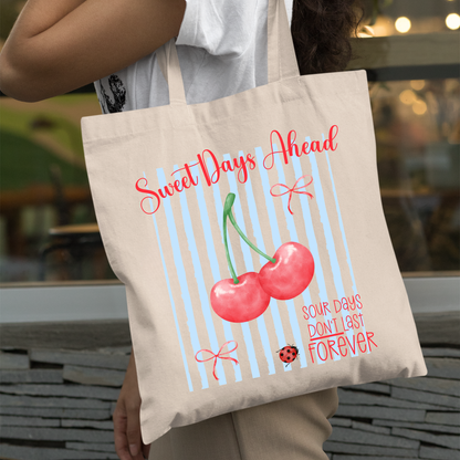 Cherry Canvas Tote Bag Sweet Days Ahead