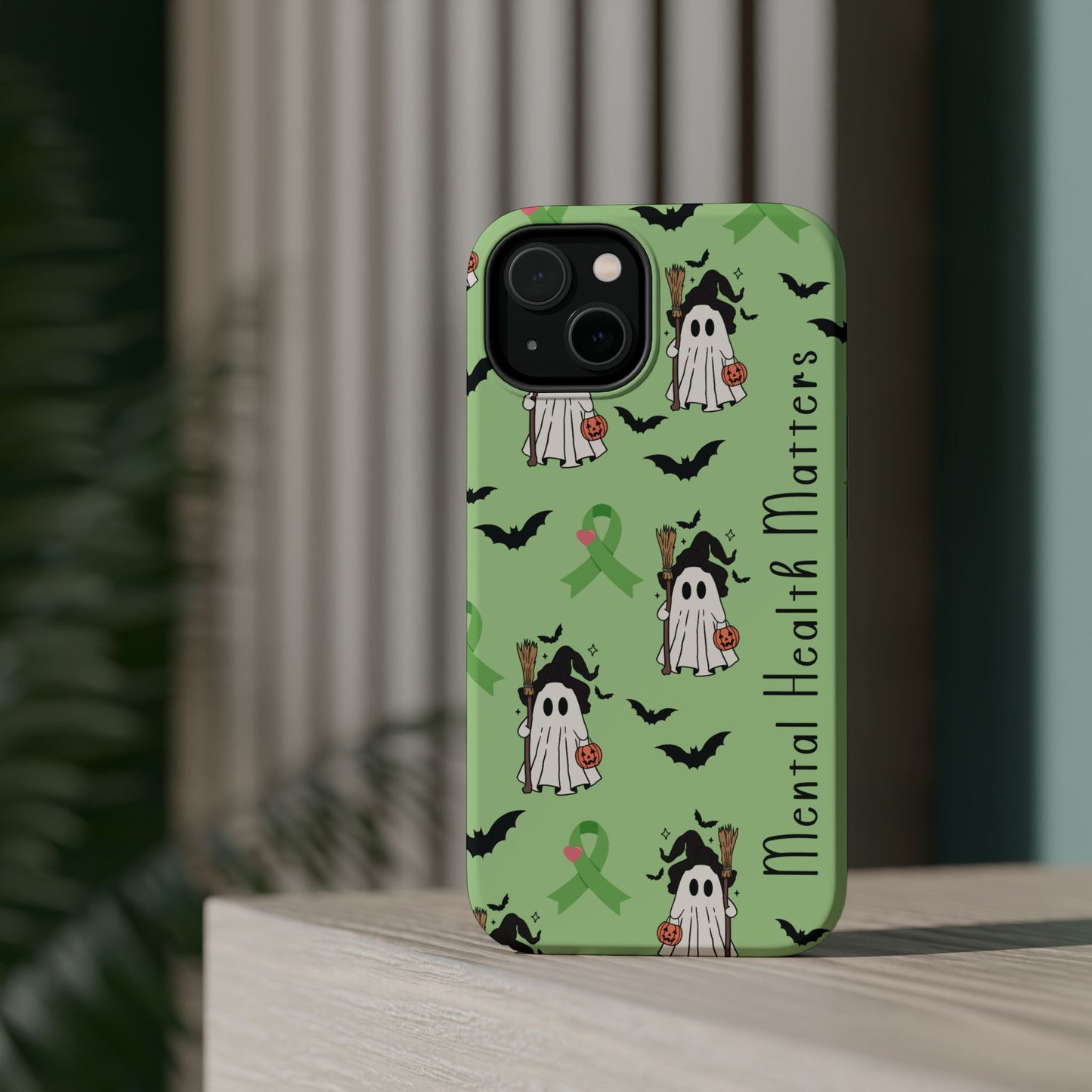Green Halloween Mental Health Matters Ribbon Magnetic Phone Case