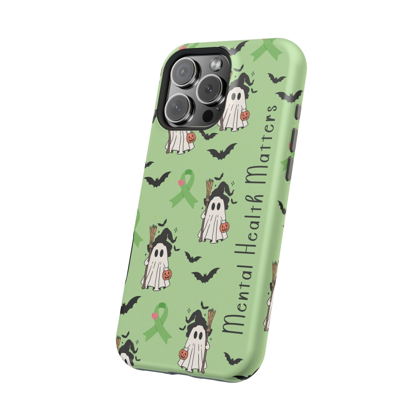 Green Halloween Mental Health Matters Ribbon Magnetic Phone Case