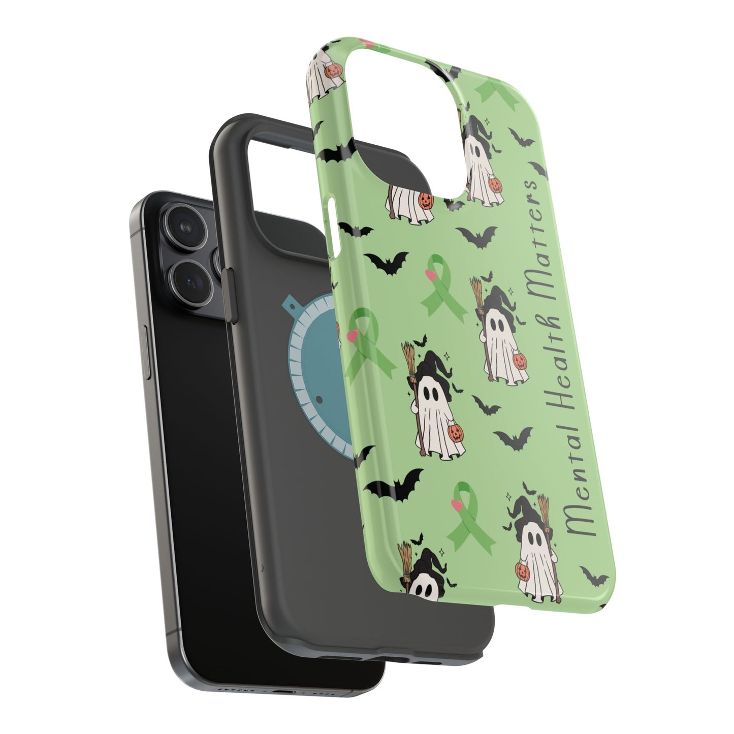 Green Halloween Mental Health Matters Ribbon Magnetic Phone Case