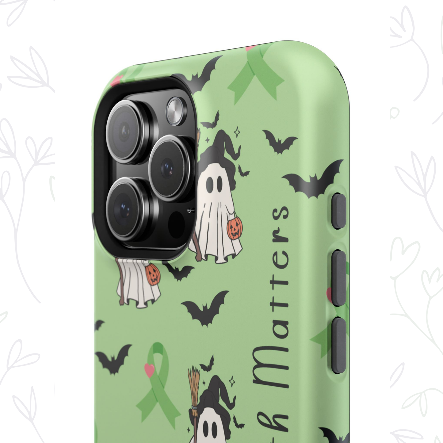 Green Halloween Mental Health Matters Ribbon Magnetic Phone Case