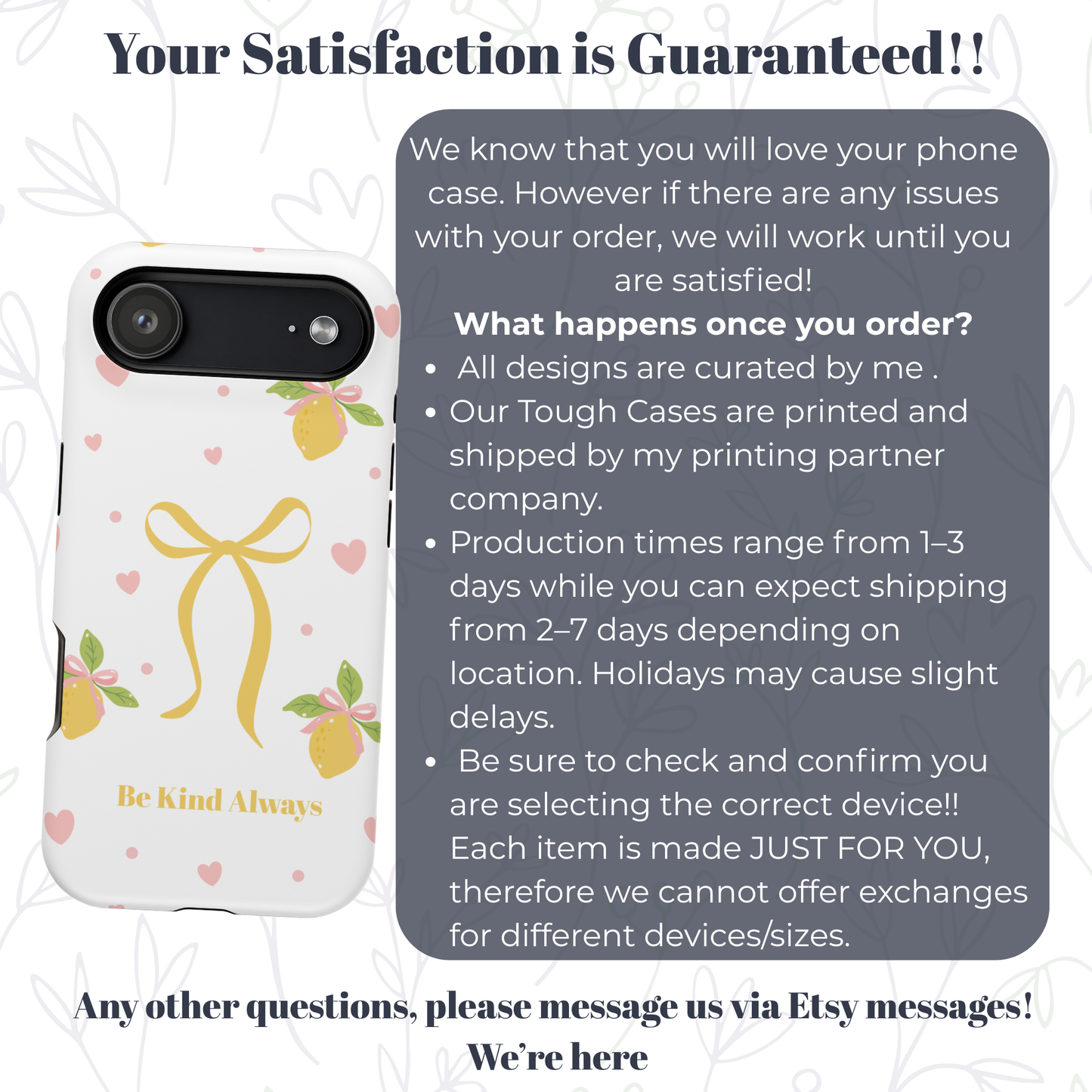 Be Kind Always Lemon Bow Phone Case — Magnetic Impact-Resistant Phone Case