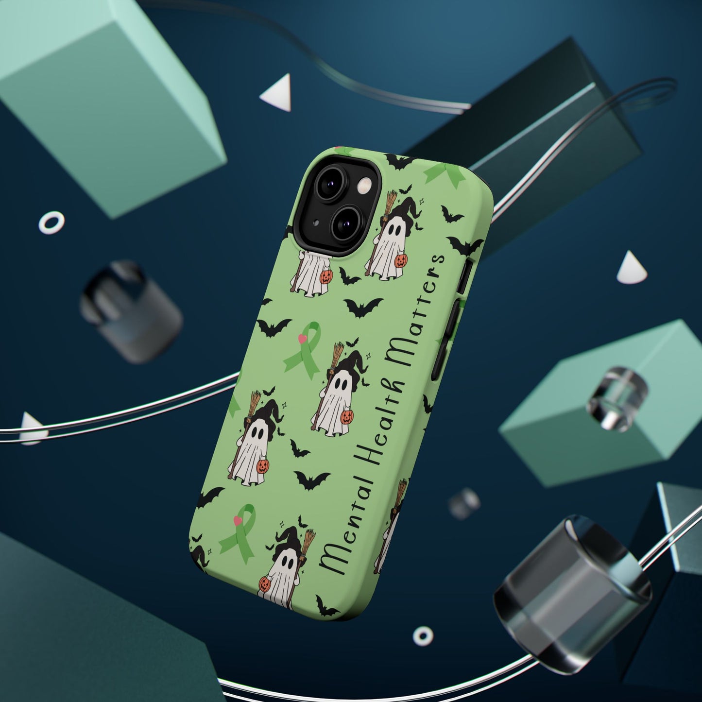 Green Halloween Mental Health Matters Ribbon Magnetic Phone Case