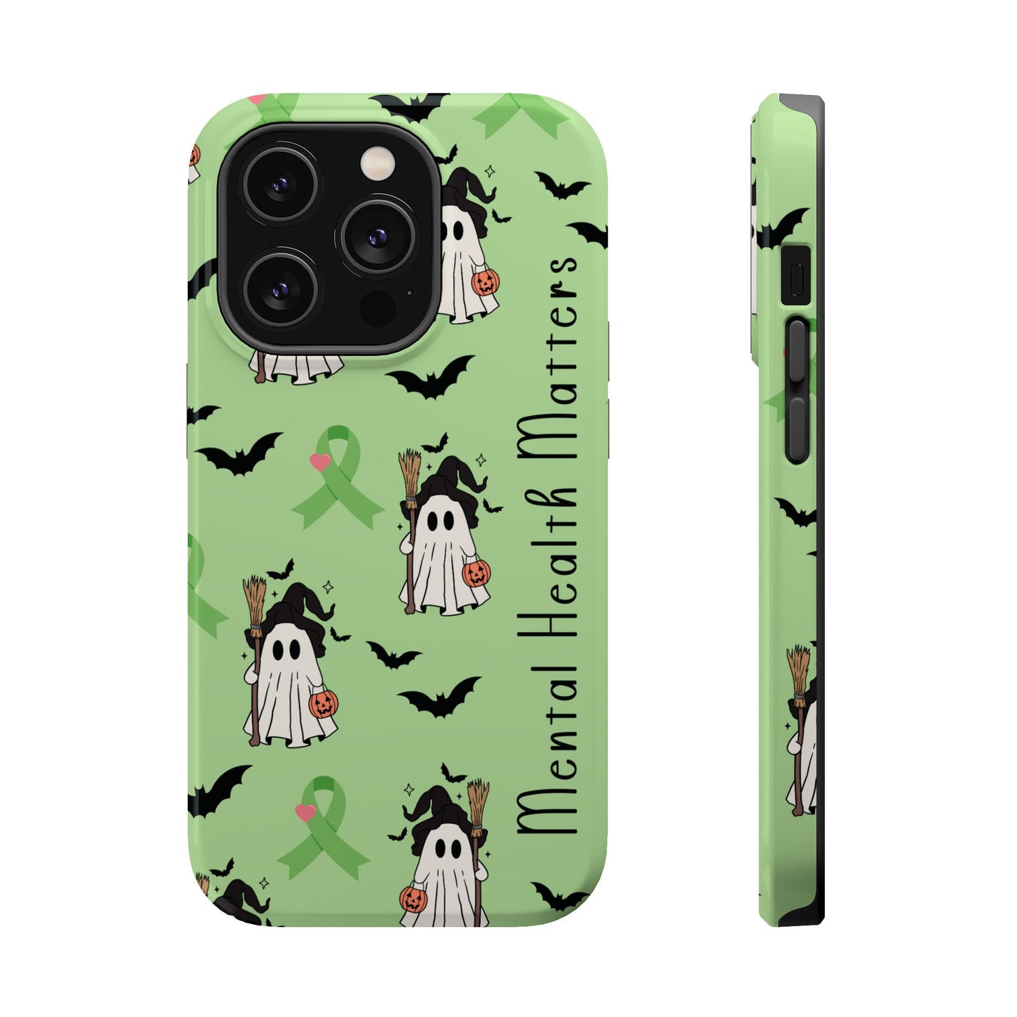 Green Halloween Mental Health Matters Ribbon Magnetic Phone Case