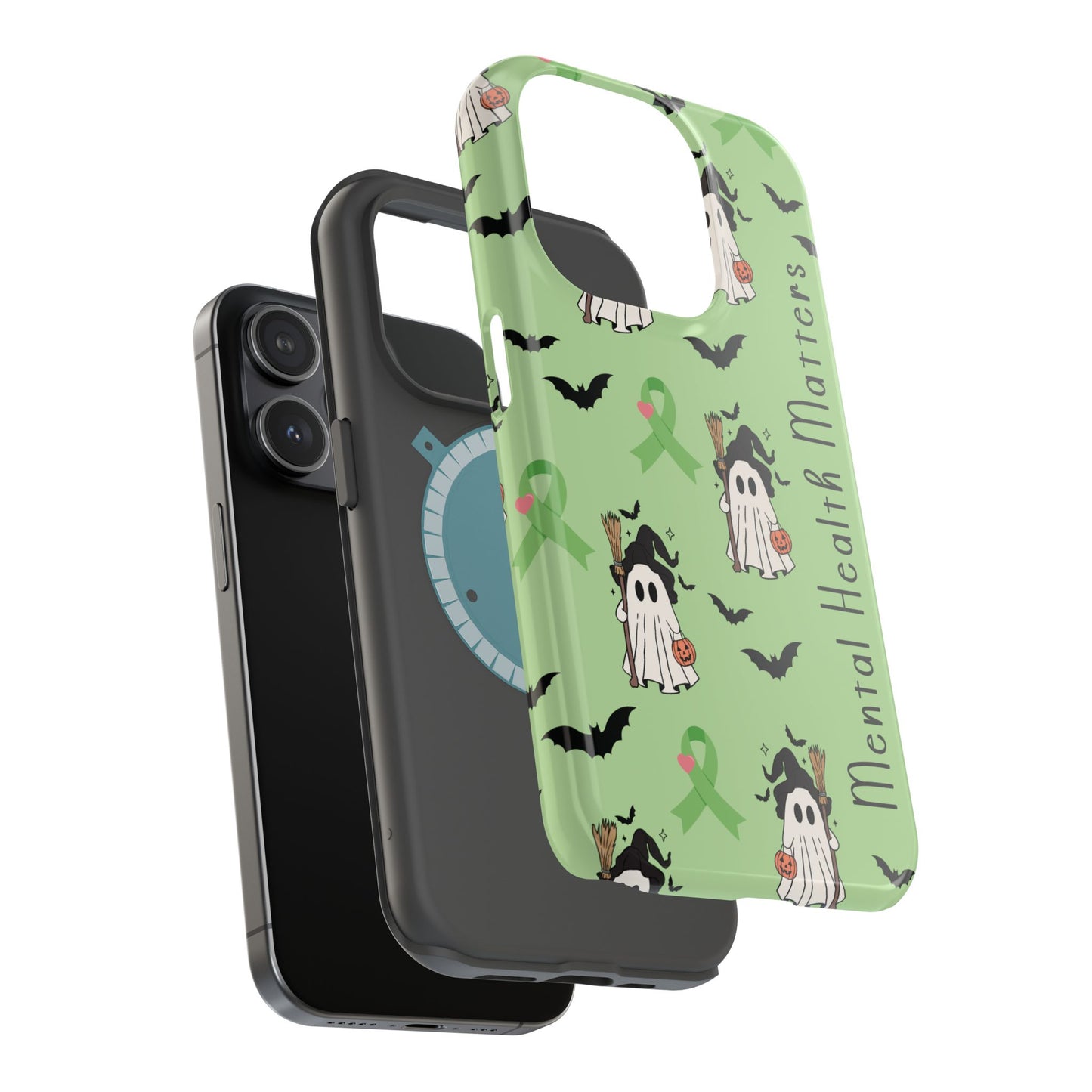 Green Halloween Mental Health Matters Ribbon Magnetic Phone Case