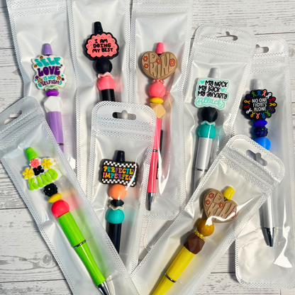 Makeup Bag Gift Set with Charm Keychain & Mystery Beaded Pen or Wristlet