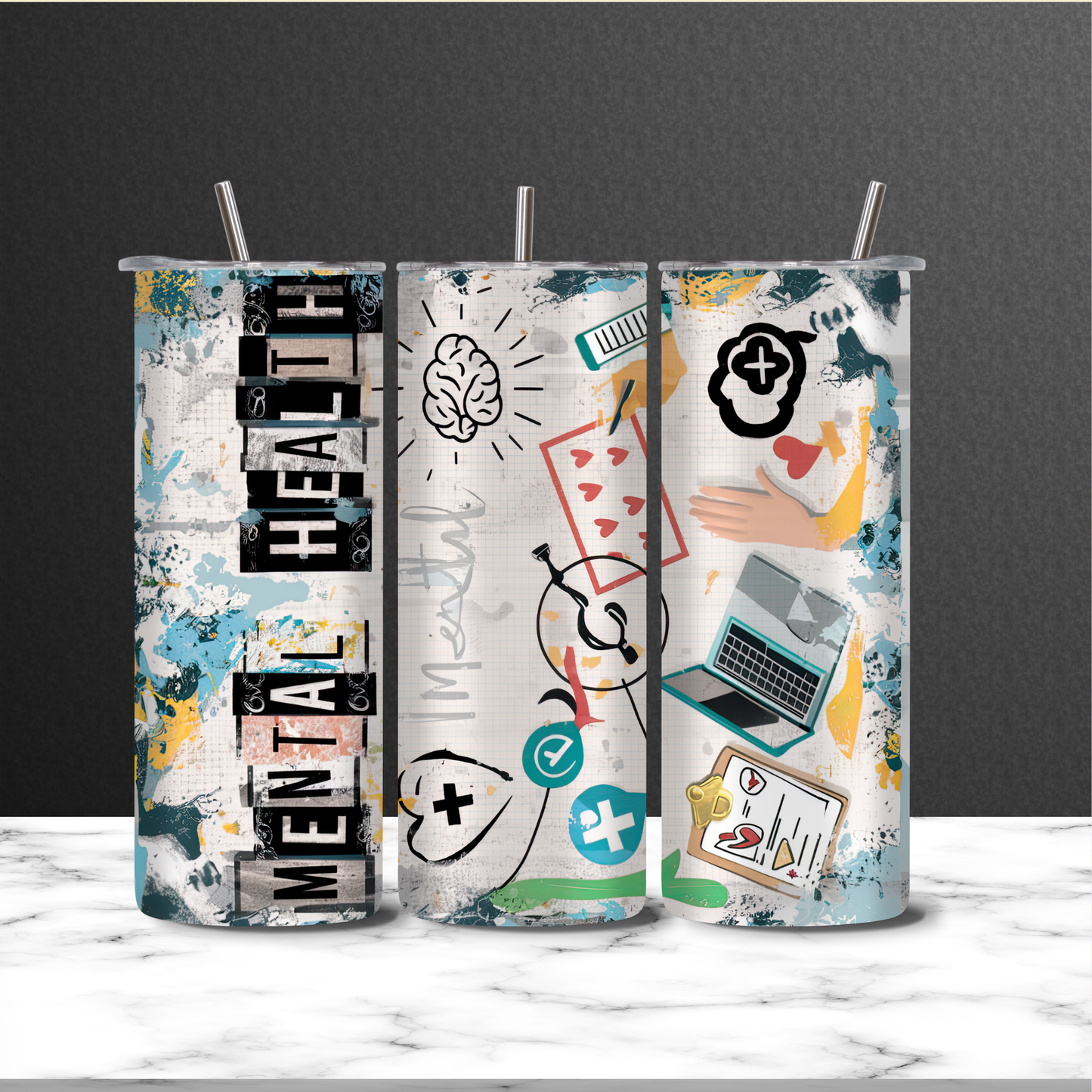 Mental Health Matters 20 oz Tumbler | Inspirational Stainless Steel Insulated Cup