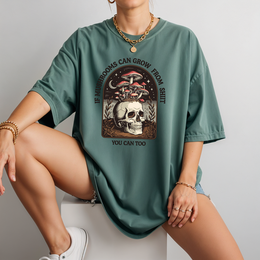 Mushroom Skull Mental Health Shirt – Dark Humor Motivational Tee
