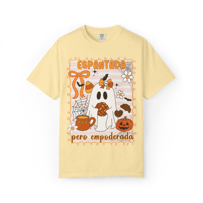 Espantada Pero Empoderada Shirt | Cute Latina Halloween Ghost Mental Health Mexican Spooky Tee