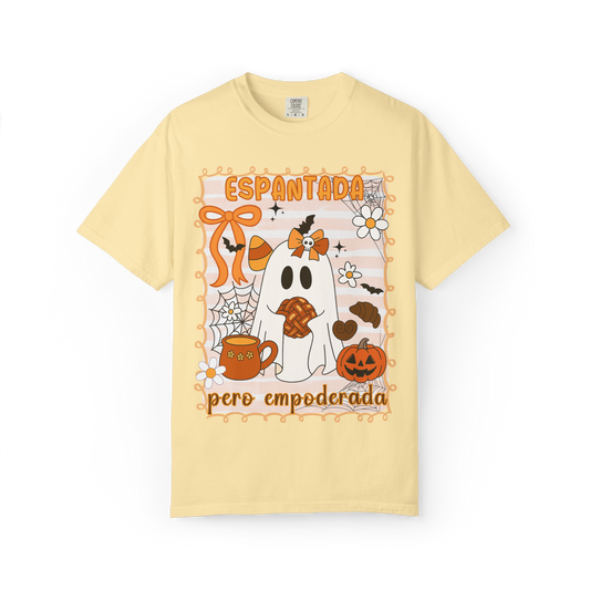 Espantada Pero Empoderada Shirt | Cute Latina Halloween Ghost Mental Health Mexican Spooky Tee