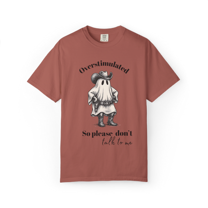 Overstimulated Cowboy Ghost Shirt – Funny Halloween Mental Health Tee