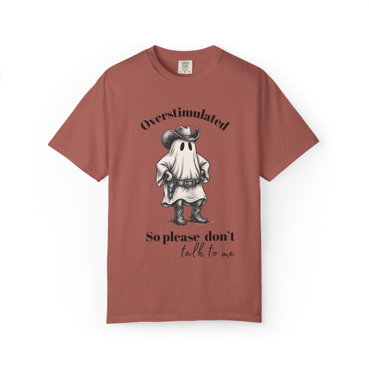 Overstimulated Cowboy Ghost Shirt – Funny Halloween Mental Health Tee