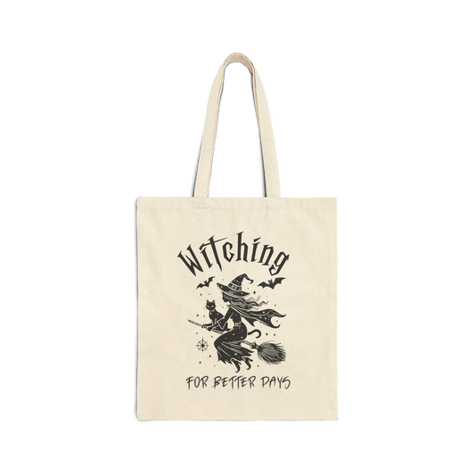Witching for Better Days Tote Bag | Retro Halloween Witch Tote