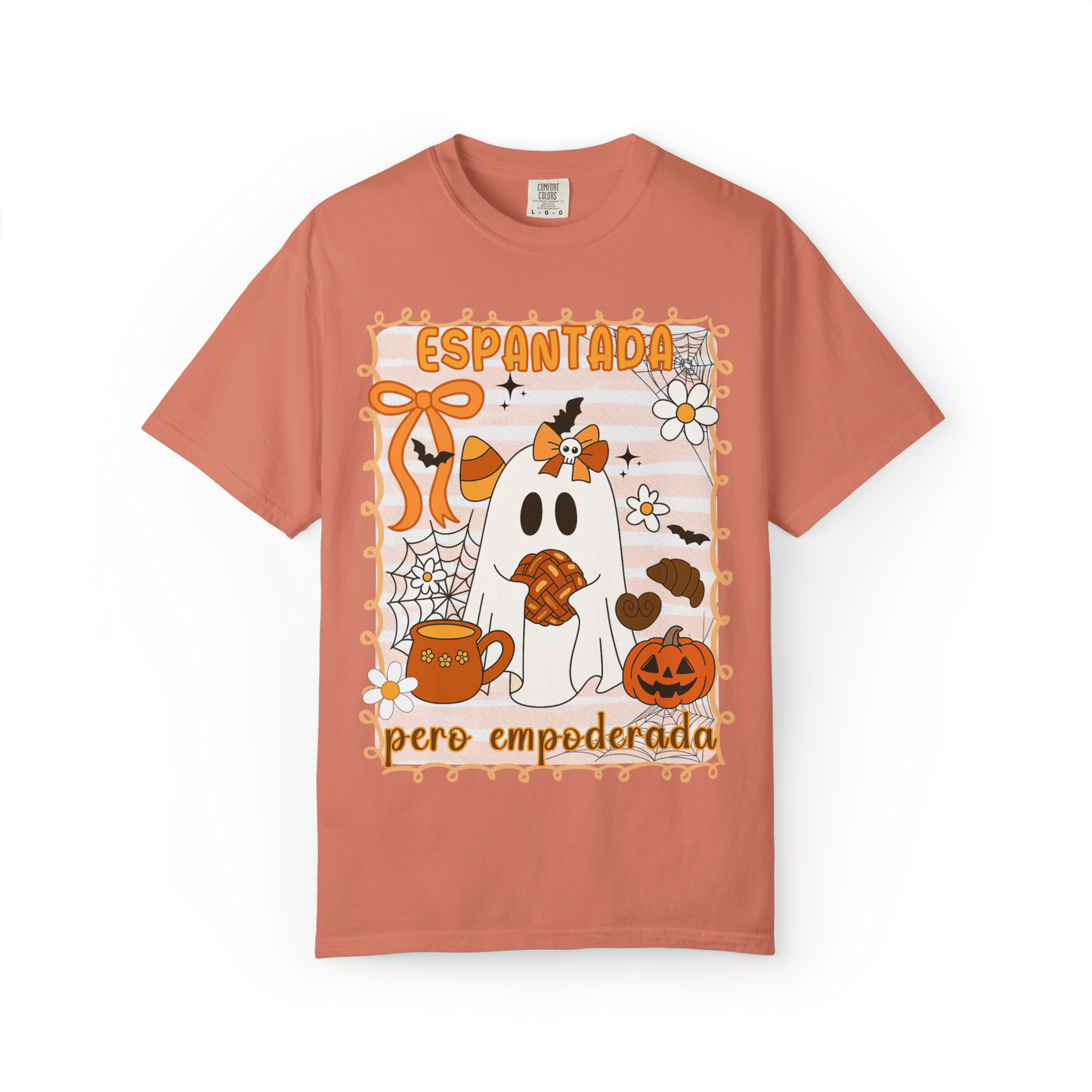 Espantada Pero Empoderada Shirt | Cute Latina Halloween Ghost Mental Health Mexican Spooky Tee