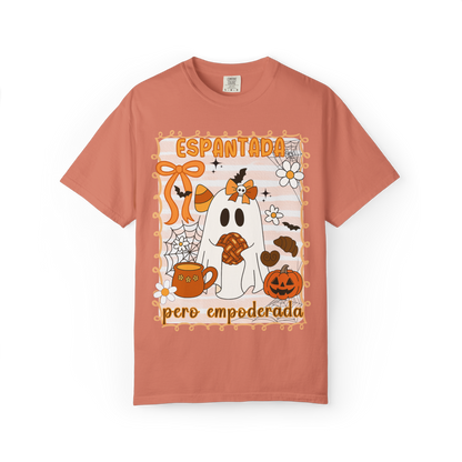 Espantada Pero Empoderada Shirt | Cute Latina Halloween Ghost Mental Health Mexican Spooky Tee