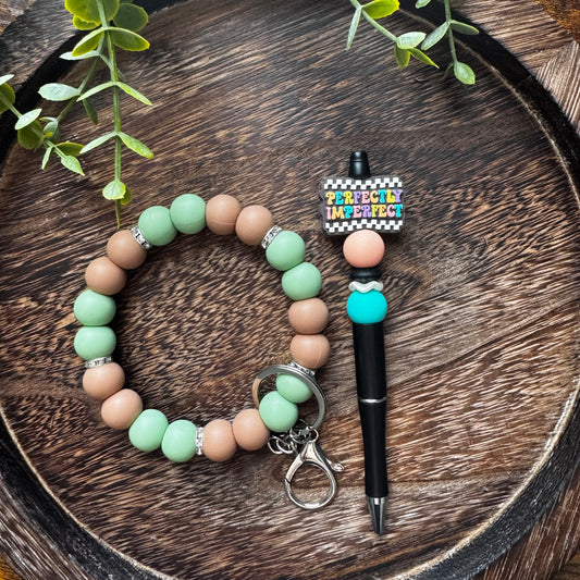 Beaded Pen and Keychain Wristlet Set