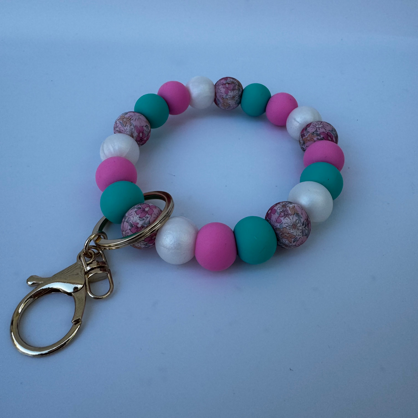 Floral Beaded Wristlet Keychain