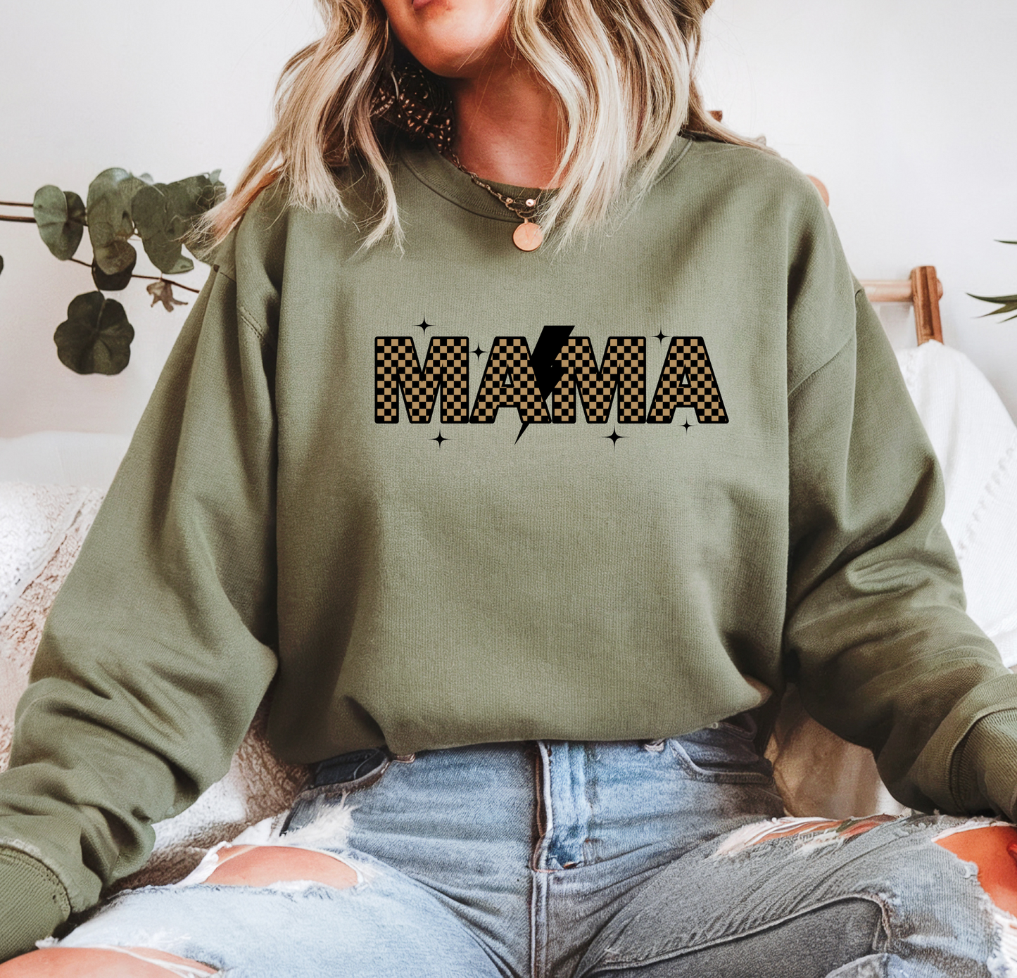 Checkered Mama Crewneck