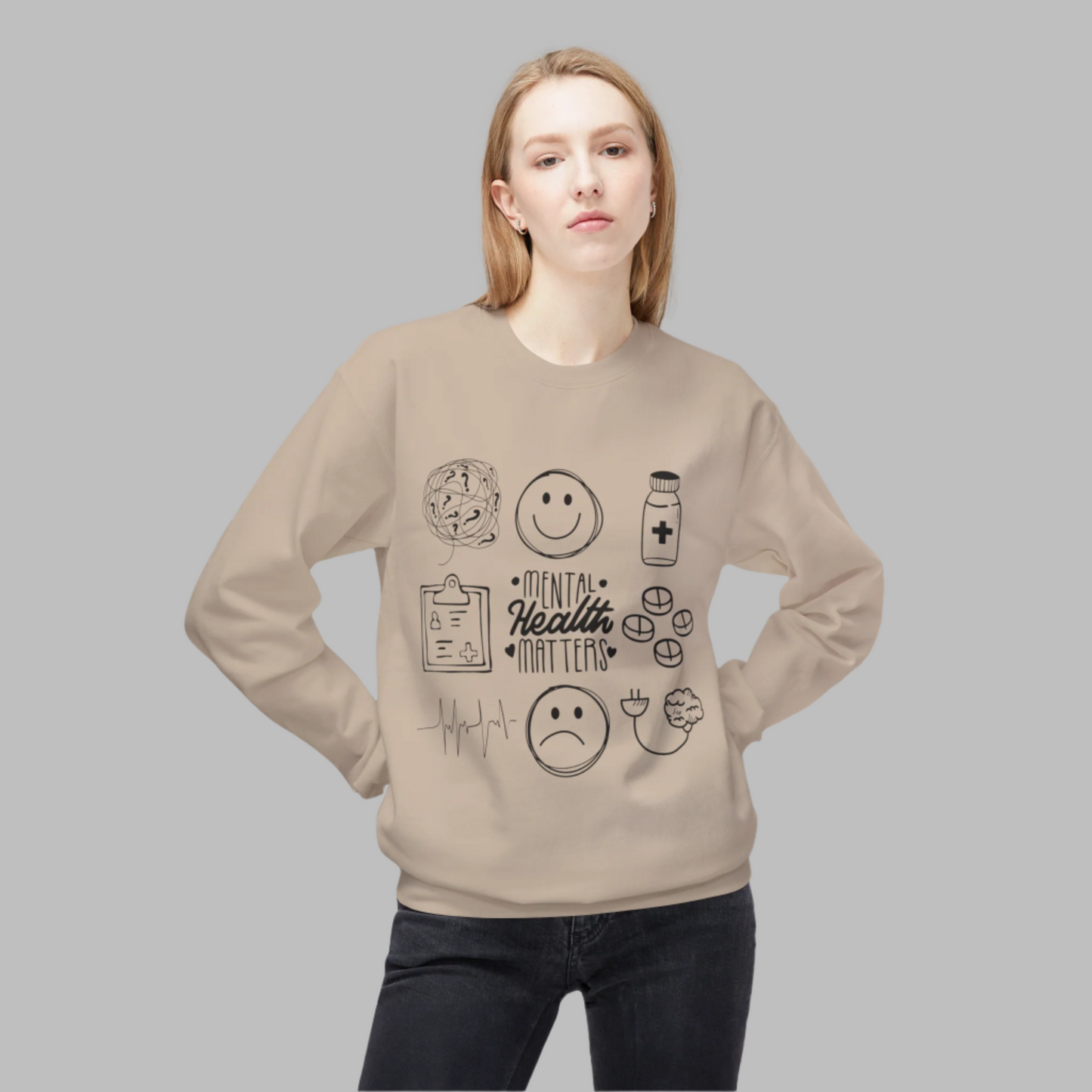 Mental Health Doodle Sweatshirt, Self care, sweater, gift, apparel