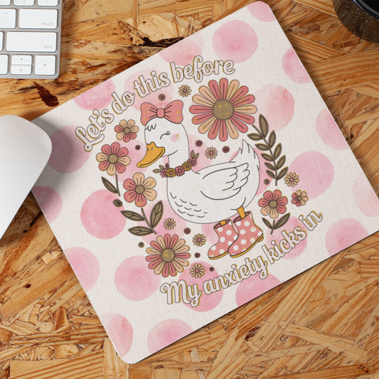 Girly Pink Goose Flowers Mouse Pad
